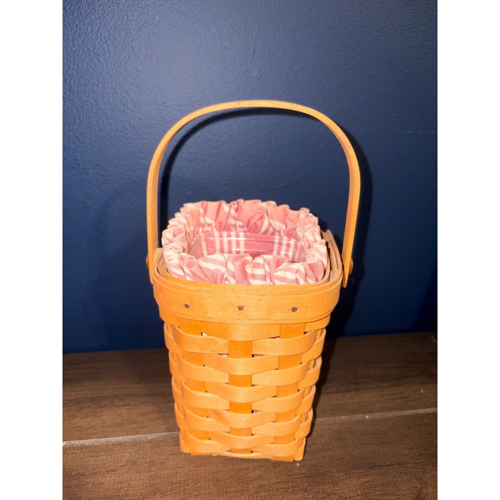 Longaberger 1997 American Cancer Society Basket Pink Stripe Liner Protector